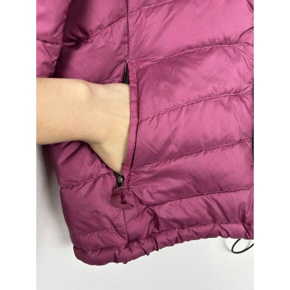 Patagonia Girls XL 14  Hi-Loft Down Sweater Hoody Hooded Puffer Jacket Pink - Picture 16 of 16